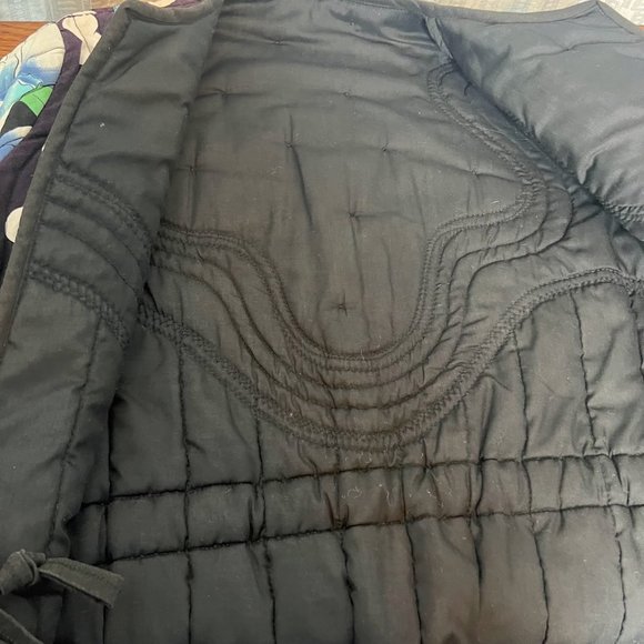 Quilted Floral Open Cotton Jacket - L - Polka Dots, Buttons, Drawstring Waist - Picture 8 of 8